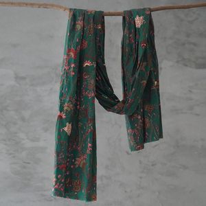 Johnature Herfst Winter Mode Retro Print Chinese Style Warm Sjaals Eenvoudige Comfortabele All-Match Vrouwen Lange Sjaal