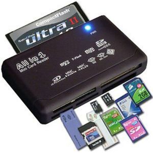All-In-One Memory Kaartlezer Voor Usb Externe Mini Micro Sd Sdhc M2 Mmc Xd Cf Met usd Kabel Zwart