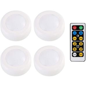 Led Kast Licht Batterij Warm/Wit Puck Lichten Dimbare Onder Plank Aanrecht Verlichting Afstandsbediening Nachtlampje