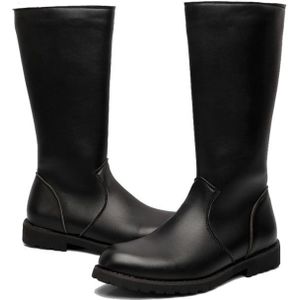 Mhysa Herfst Winter Mannen Mode Heren PU Lederen Zwarte Hoge top Wees Casual Boot Man Comfortabel en warm mannen laarzen