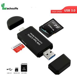 High-speed USB 3.0 Type C 2 In 1 OTG Kaartlezer USB Universele TF/Sd-kaartlezer voor smart telefoon/Computer/Type-C deveices