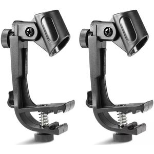 Acekool 2Pcs Microfoon Mic Klem Houder Verstelbare Clip Op Drum Velg Shock Mount Microfoon Stand Beugel Voor Show