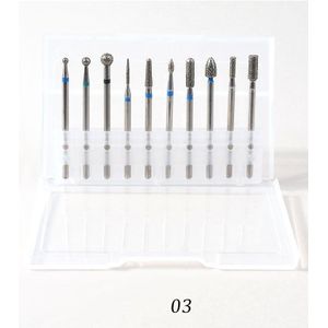10Pcs Nagel Boren 3/32 Inch Diamond Frezen Voor Manicure Carbide Kits Nail File Bits Nail Art Gereedschap accessoire