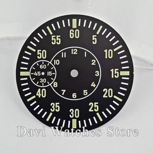 38.5mm Lichtgevende Zwarte Wijzerplaat Groen Marks Fit ETA 6497 Beweging Heren Horloge