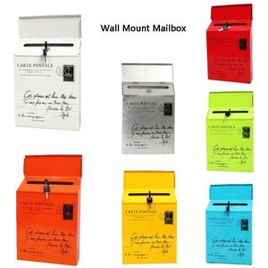 Grote Retro Wandmontage Met Sleutel Mailbox Vintage Emmer Tin Krant Dozen Brievenbus Metalen Brief Post Mail Box home Decor @ 45