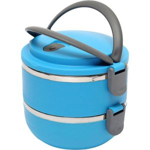 2-Layer Thuis Kantoor Lunchbox Thermische Voedsel Container Bento Box Thermos Rvs Lunchbox Voor Kinderen Draagbare picknick