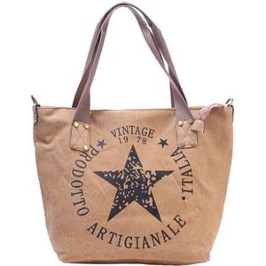 mode canvas vrouwen schoudertas Grote capaciteit casual Tote Pentagram afdrukken handtassen vintage style vrouwen tas