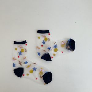 Zomer Sokken Vrouwen Novelty Harajuku Ultra-Dunne Transparante Kristal Glas Zijden Sokken Stip Ster Japanse Kawaii Leuke Sokken