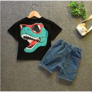 Baby Jongens Katoen Kleding Set Zomer Peuter Cartoon Dinosaurus Turn-down Kraag T-Shirt korte broek 2 stks/set Pak Kinderen kostuum