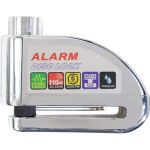 Zilveren Alarm Lock Anti-Diefstal Slot Disc Lock Alarm Motorfiets Alarm Hangslot Met 110db Alarm Geluid Voor Motorfietsen Fietsen