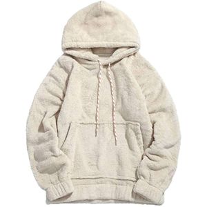 Winter Warm Mannen Teddybeer Fleece Plain Hooded Sweatshirt Lange Mouw Casual Oversized Hoodies Truien Tops S-2XL