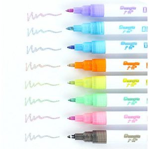 12 Kleuren Metallic Dubbele Lijnen Art Markers Out Lijn Pen Briefpapier Art Tekening Pennen Voor Kalligrafie Belettering Scrapbooking