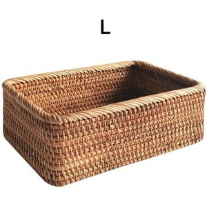 Manual Rectangular Weaving Rattan Wicker Basket Tea Plate Bread Hand-knitted Box Simple Portable Picnic Storage Box Kitchen tool