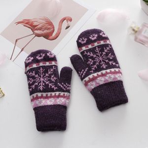Vrouwen Gebreide Handschoenen Kerst Delicate Patroon Volledige Vinger Wanten Winter Outdoor Warme Wol Koude Bescherming Handwarmer Handschoenen
