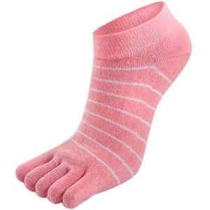Vrouwen Katoen Vijf Vingers Sokken Sport Ademend Zachte Kleurrijke Gestreepte Midden Buis Crew Teen Sokken Eu 35-40