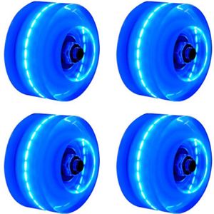 4 Stuks Pu Transparante Roller Skate Wielen Led Met Bankroll Lagers Schaatsen Accessoires Light Up Voor Volwassenen Kids Outdoor Lichtgevende