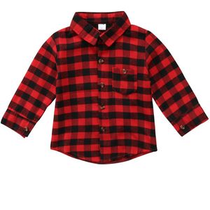 Peuter Kids Baby Boy Katoen Met Lange Mouwen Plaid Shirt Tops Blouse Rood Plaid Kinderen Kid Jongens Korte Casual Blouses