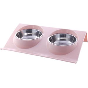 Dubbele Hond Kat Rvs Bowls Splash-Proof Huisdier Voedsel Water Feeder Voor Hond Puppy Katten Huisdieren Levert Voeden gerechten Voerbak