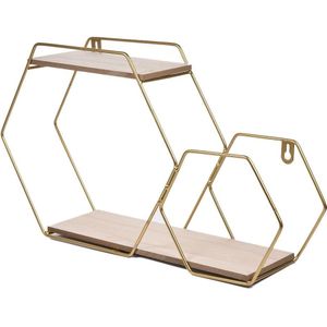 Hexagon Rack Tijdschriftenrek Houten Ijzeren Muur Plank Wandmontage Opbergrek Organisatie Voor Keuken Slaapkamer Home Decor