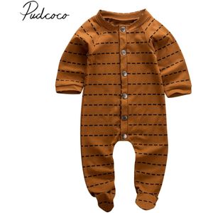 Baby Zomer Kleding Pasgeboren Baby Baby Meisje Jongen Lange Mouw Romper Wrap Voet Jumpsuit Winter Warm Strip Slapen Slijtage