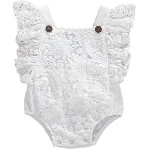 Baby Baby Jongens Meisjes Bloemen Kant Romper Baby Fly Mouw Vierkante Kraag Jumpsuit Pasgeboren Casual Stijl Playsuit