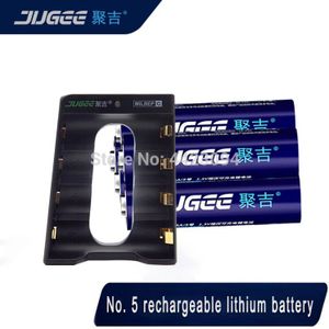 Jugee 2000 Mah 1.5 V Aa 3000mWh Usb Oplaadbare Li-Polymer Lithium Aa Usb Batterij + Usb 4 slot Lader