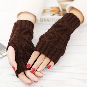 1 Paar Warm Knit Vingerloze Half Vinger Wanten Handschoenen Voor Vrouwen Winter Outdoor Zakelijke Accessoires 20Cm