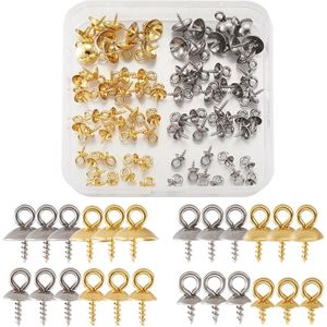 80Pcs Rvs Peg Borgtocht Hangers Schroef Eye Peg Borgtocht Voor Half-Driled Kralen Sieraden Maken Diy Charm earring Connectors