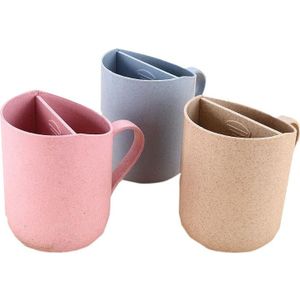 Creatieve Filter tarwe stro Thee Cup Plastic Tilt Tea Cup Tipping Theekopje Oude China Stijl Kantoor Cup Met Ei 260ml