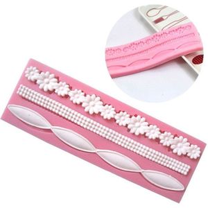 3d Parel Kant Bloem Bead Chain Siliconen Fondant Mould Cake Decorating Bakken Mallen Fondant Sugarcrft Pasta Gebak Gereedschap