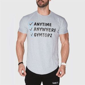 Gitf Mannen Running Jogging Katoenen T-shirt Gym Fitness Bodybuilding Workout Training Korte Mouwen T-shirts Man Tees Tops Kleding