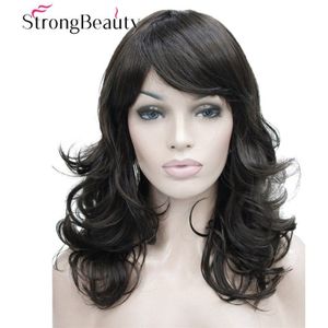 StrongBeauty Synthetisch Medium Krullend Pruiken Zwart Blond Bruin Pruik Voor Afrikaanse Amrican Vrouw Haar Met Pony