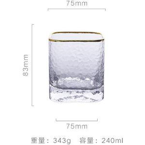 Japanse Gehamerd Glas Met Gouden Rand, Creatieve Vierkante Water Glas Kristal Glas, Ronde Raindrop Water Glas, sap Glas