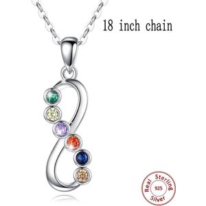 Eudora 925 Sterling Sillver Geluk 8 Vorm Ketting Infinity Ketting Met Kleurrijke Cz Voor Vrouwen Meisje Vriendschap Sieraden D553