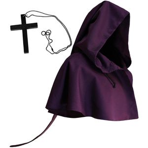 Halloween Mannen Vrouwen Retro Gothic Middeleeuwse Monnik Wizard Heks Vampier Mantel Cape Cosplay Kostuum Vintage Hoed Hooded Shawl