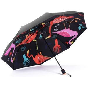 Kleurrijke Flamingo Patroon Paraplu Uv Bescherming Winddicht Vouwen Compact Outdoor Reizen Zon Regen Paraplu Vrouwen Paraplu