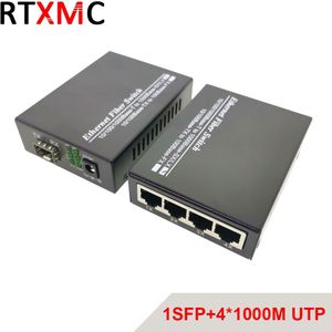 1SFP4UTP Fiber Media RJ45 Gigabit Media Converter Sfp 4*10/100/1000M Ethernet Converter Transceiver Fiber optische Schakelaar