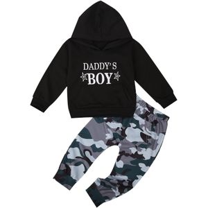 Daddy 0-6Y Peuter Baby Boy Kleding Brief Lange Mouwen Hooded Top Sweatshirt + Camouflage Lange Broek 2 Stuks Outfit herfst Set
