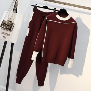 Gigogou Vrouw Trui Suits Knit Casual Trainingspakken Crewneck Truien + Koortjes Elastische Broek Tweedelige Sets Vrouwelijke Outfits