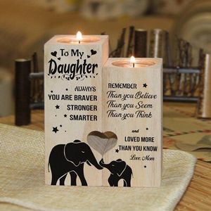 Heart Melts From Mom to Daughter I Love You Pair Candlesticks with Love Message Mom Gives Daughter