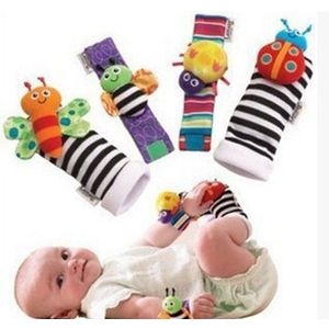 Leuke Dier Zachte Baby Sokken Speelgoed Pols Rammelaars En Foot Finders Voor Fun Vlinders En Lady Bugs Set 4 Stuks