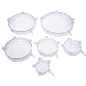 6 Pcs Universele Herbruikbare Silicone Stretch Deksels Voedsel Wrap Silicone Cover Voor Kookgerei Kom Pan Koken Keuken Accessoires