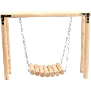 Vogel Houten Opknoping Swing Set Papegaai Klimmen Ladder Kooi Speeltuin Chew Speelgoed Q39B