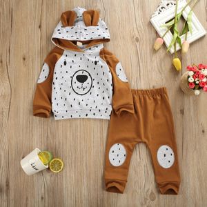 Pasgeboren Baby Jongen Meisje 0-24M Kleding Schattige Beer Hooded Tops Broek Leggings Warme Outfits Trainingspak