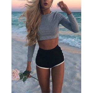 Vrouwen Blend Zomer Korte Broek Contrast Binding Kant Split Elastische Taille Patchwork Casual Beach Party Shorts