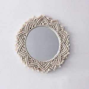 Macrame Muur Opknoping Spiegels Ins Nordic Muur Spiegels Hand-made Wandtapijten Huis Veranda Spiegels voor Thuis Make Bad kamer