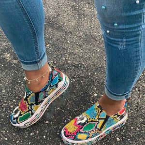 Vrouwen Slang Afdrukken Pu Lederen Gevulkaniseerd Schoenen Vrouwelijke Sneakers Mode Platform Vrouw Schoenen Wandelschoenen