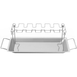 Rvs Kip Vleugel Been Rack Holder Grill Rack Met Drip Pan Voor Bbq Pan Voor Bbq Multifunctionele kip Been Oven Grill 2