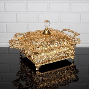 Suiker Kom Dienblad Luxe Service Plaat Gouden Zilveren Rechthoekige Met Cap Home Decor Turks Arabisch Oosterse Oost
