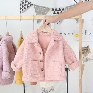 kids baby girls winter warm thicken long sleeve packet Single-breasted tops coat jacket toddler clothing outwear 1-6Y